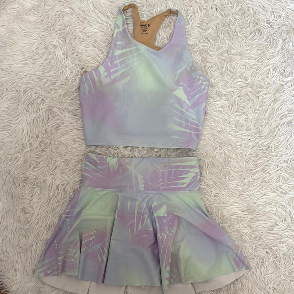 Pastel Crop Top and Skirt Set